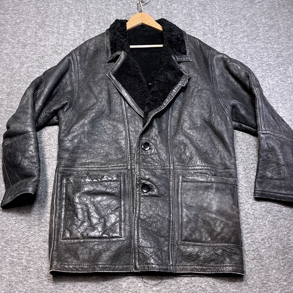 Vintage Calafate Shearling Jacket Men Medium Argentina Button Down 80s Western
